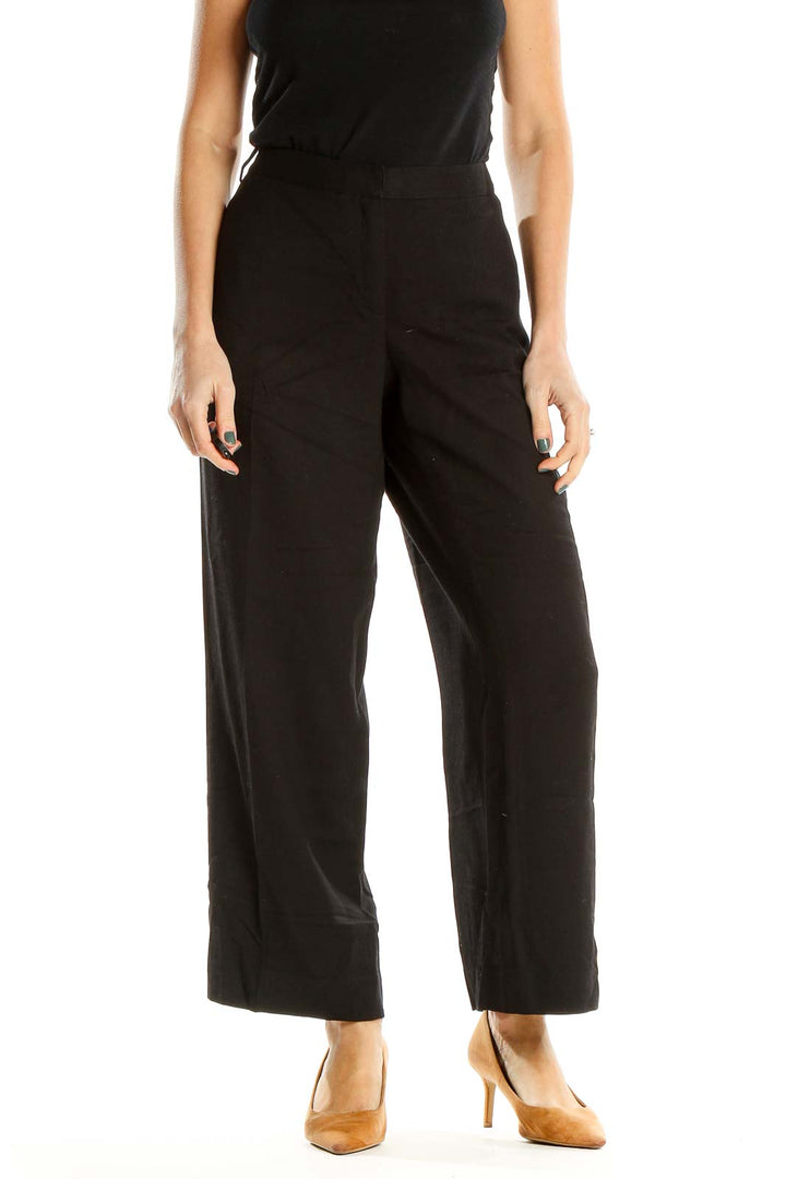 Black Classic Wide Leg Ankle Trousers