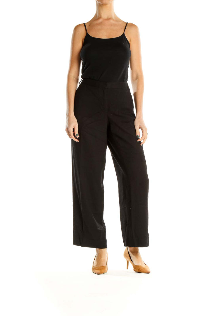 Black Classic Wide Leg Ankle Trousers