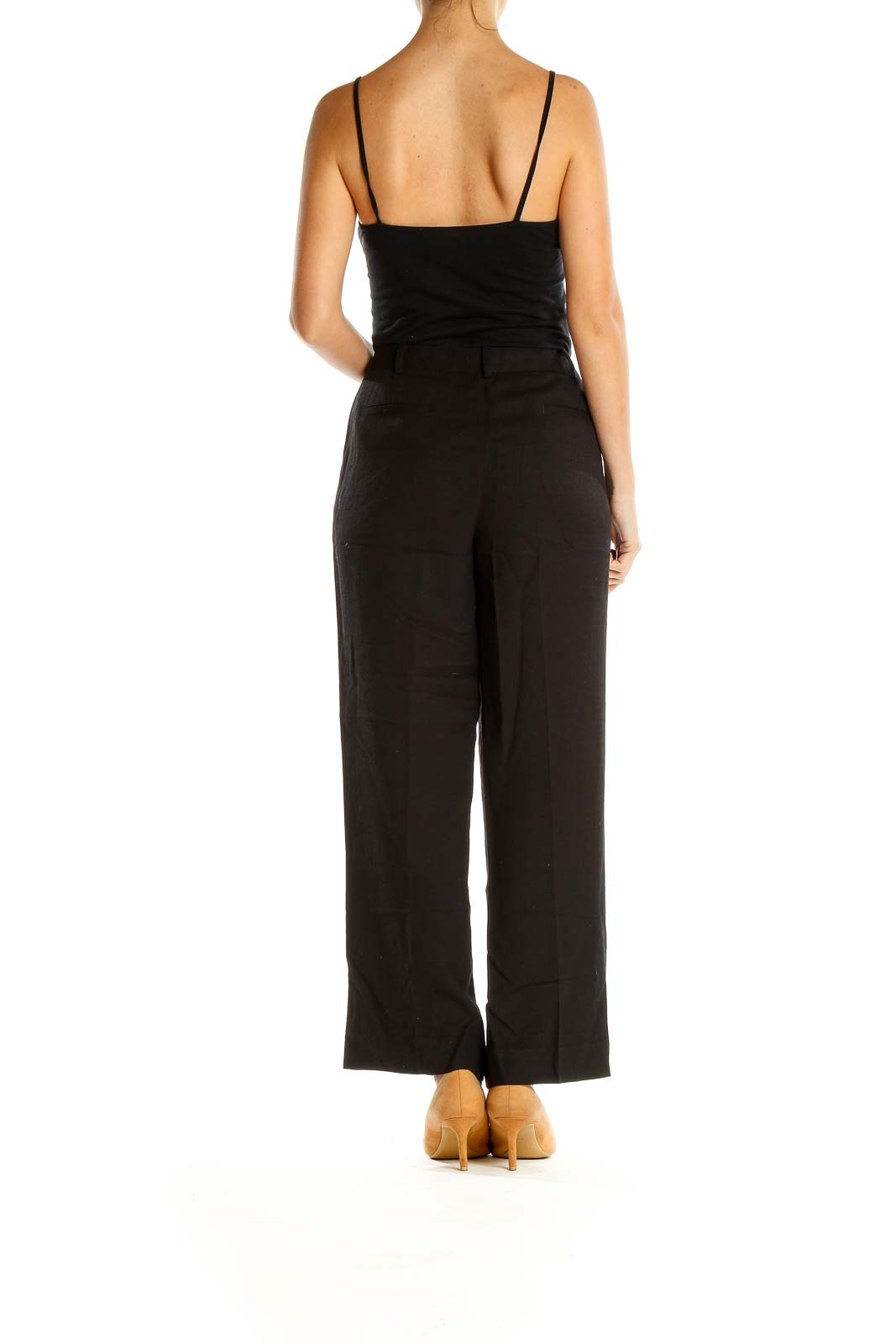 Black Classic Wide Leg Ankle Trousers