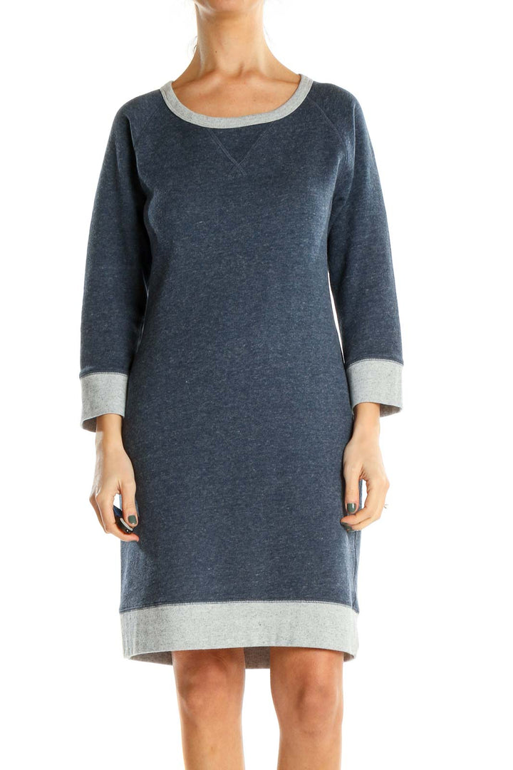 Blue Knit Sweater Dress