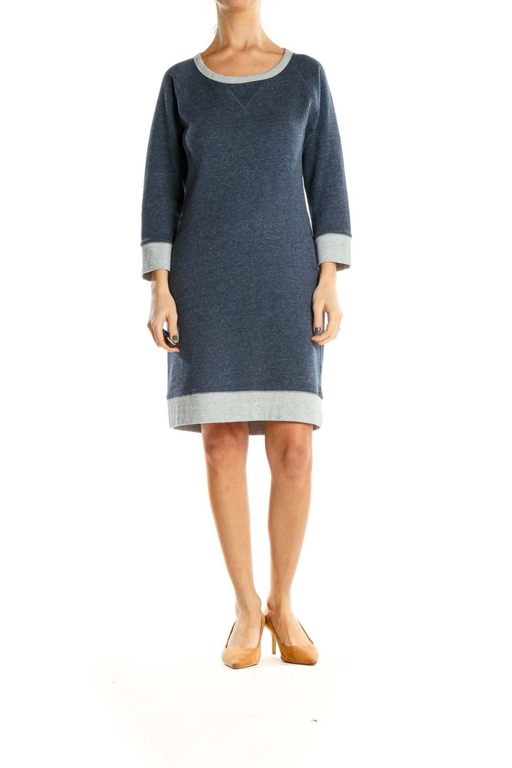 Blue Knit Sweater Dress