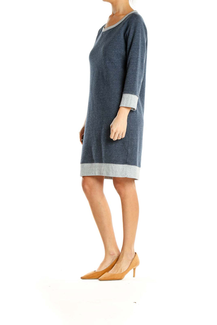 Blue Knit Sweater Dress