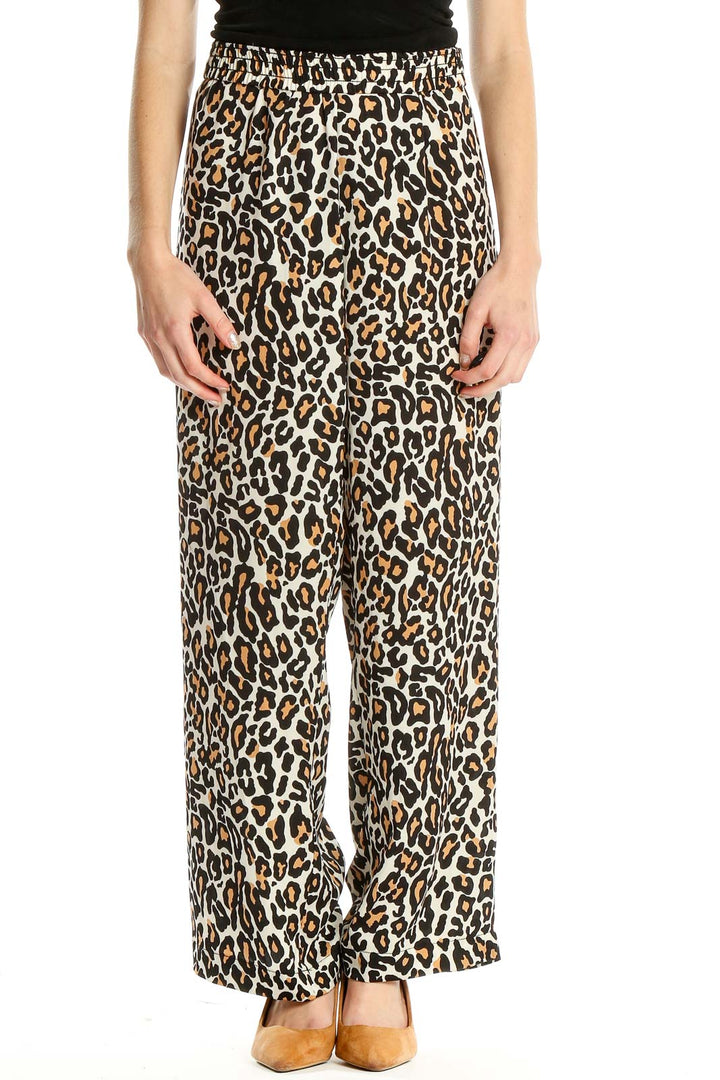 Brown Animal Print Bohemian Pants