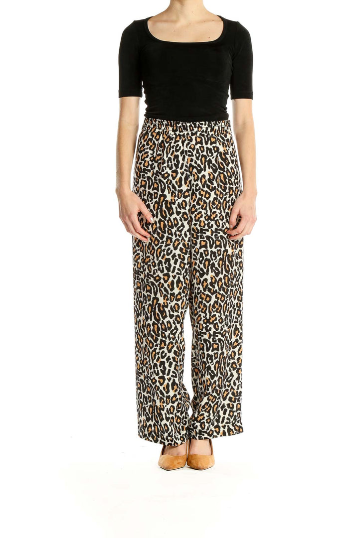 Brown Animal Print Bohemian Pants