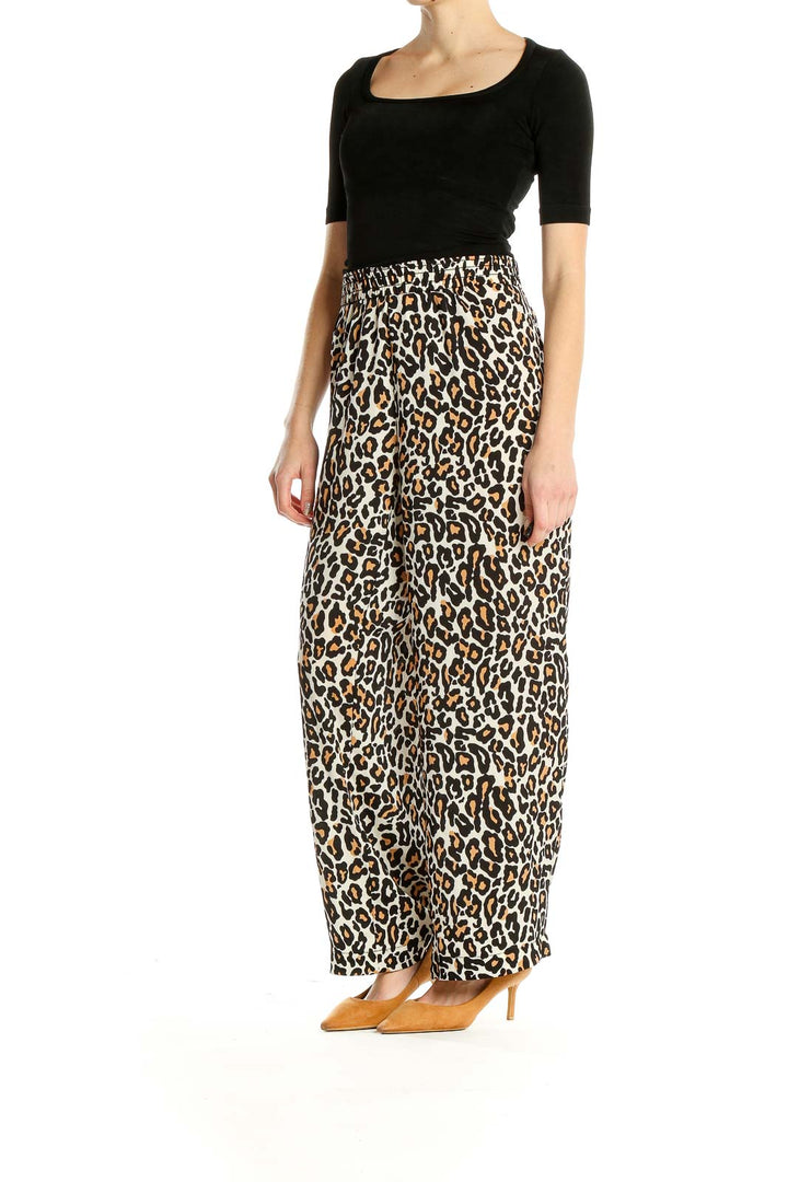 Brown Animal Print Bohemian Pants