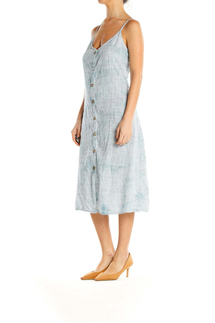 Blue Tie And Dye Casual A-Line Dress