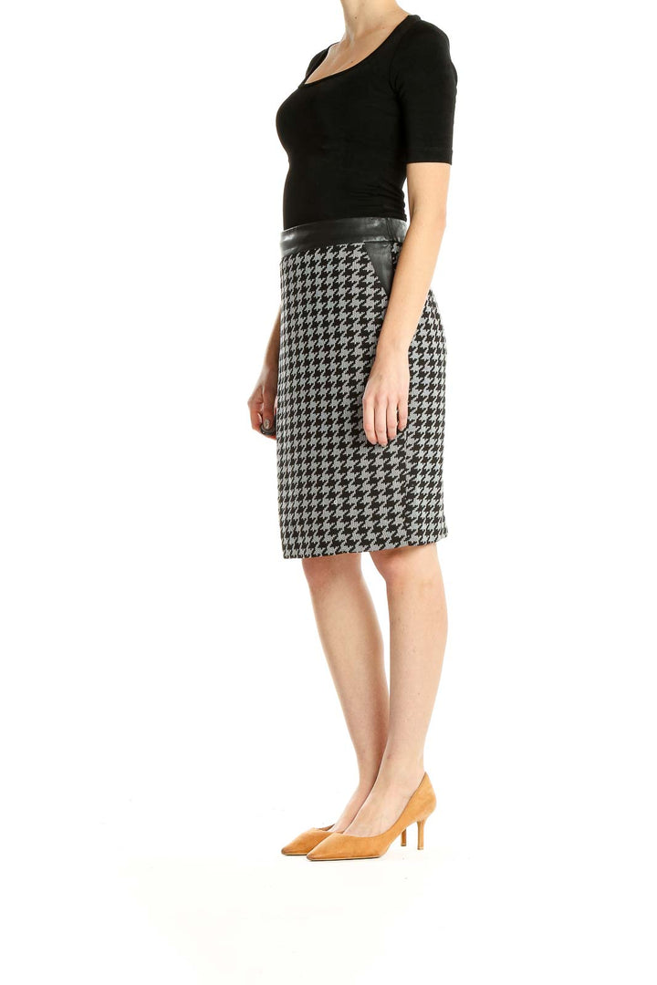 Gray Houndstooth Brunch Pencil Skirt