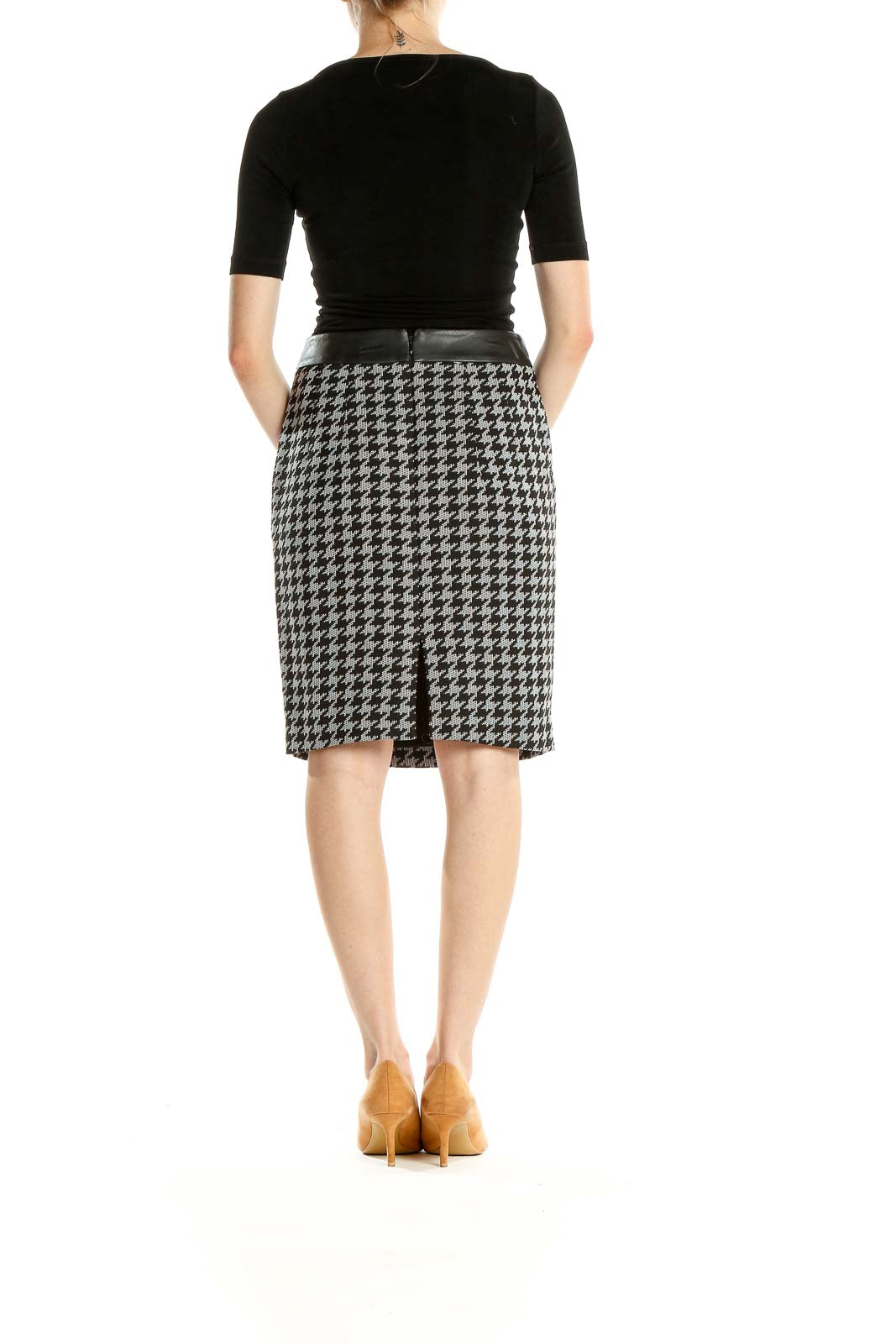 Gray Houndstooth Brunch Pencil Skirt