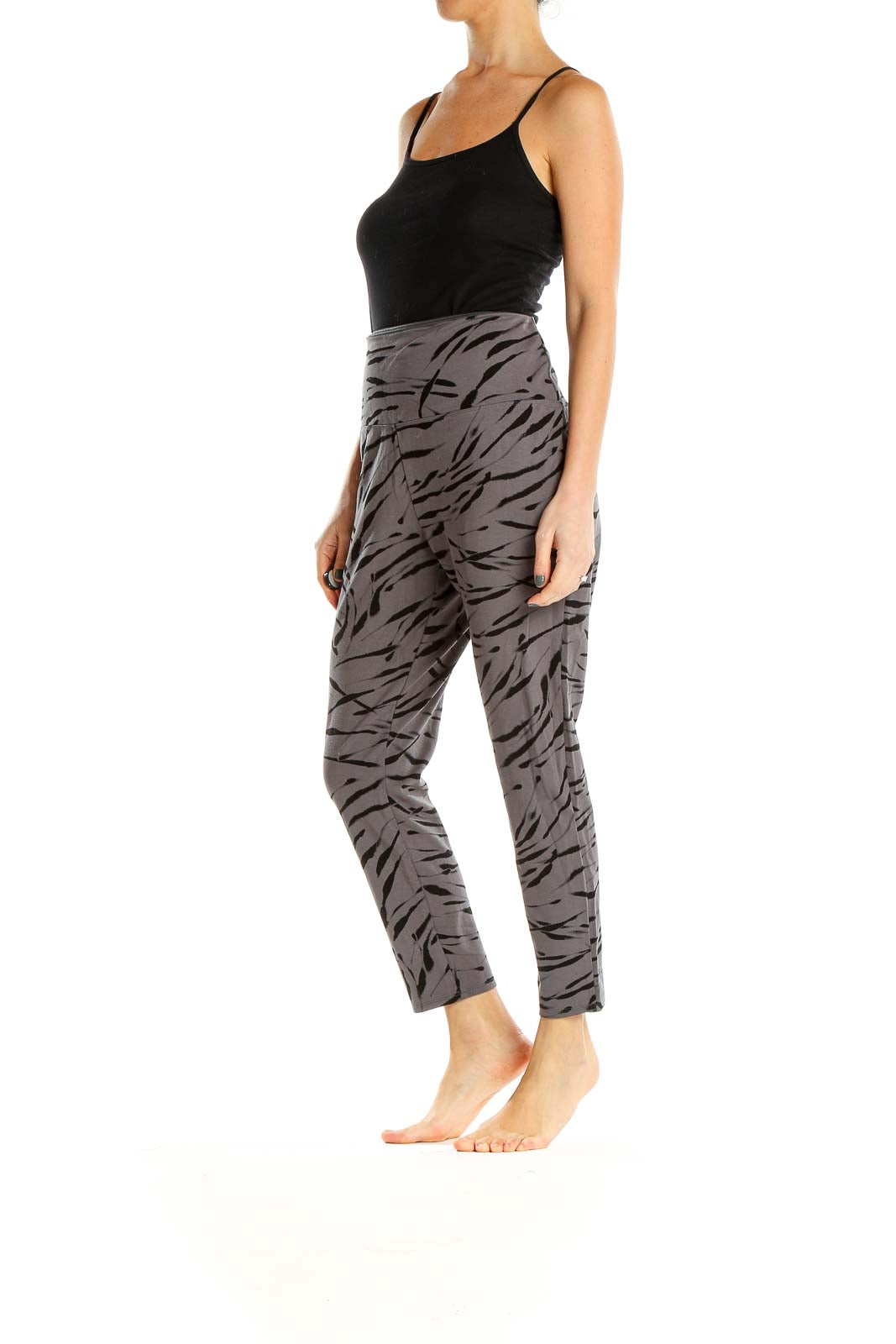 Gray Printed Activewear Leggings