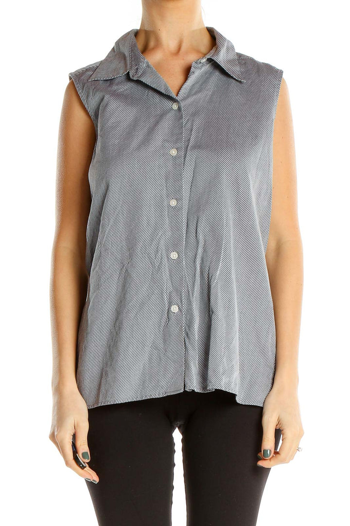 Gray Striped Formal Sleeveless Top