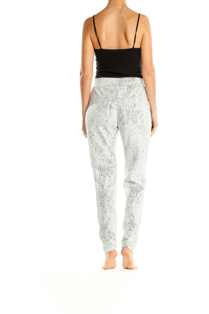 White Black Splatter Print Activewear Sweatpants