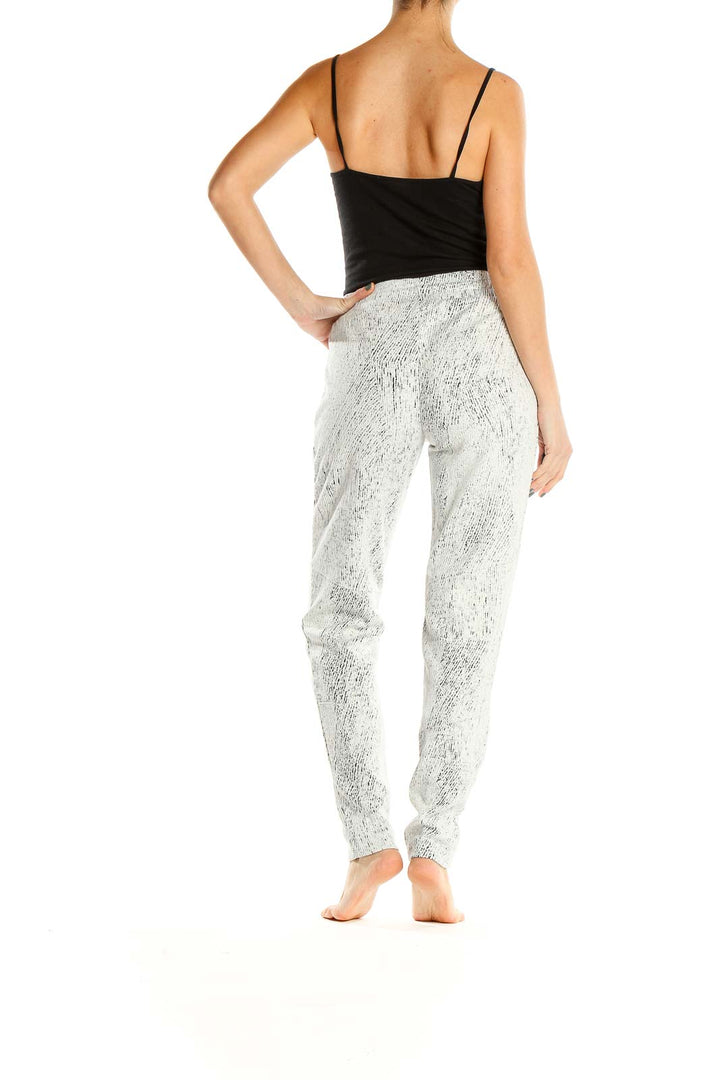 White Black Splatter Print Activewear Sweatpants