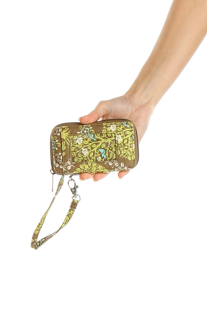 Brown Green Printed Clutch Bag