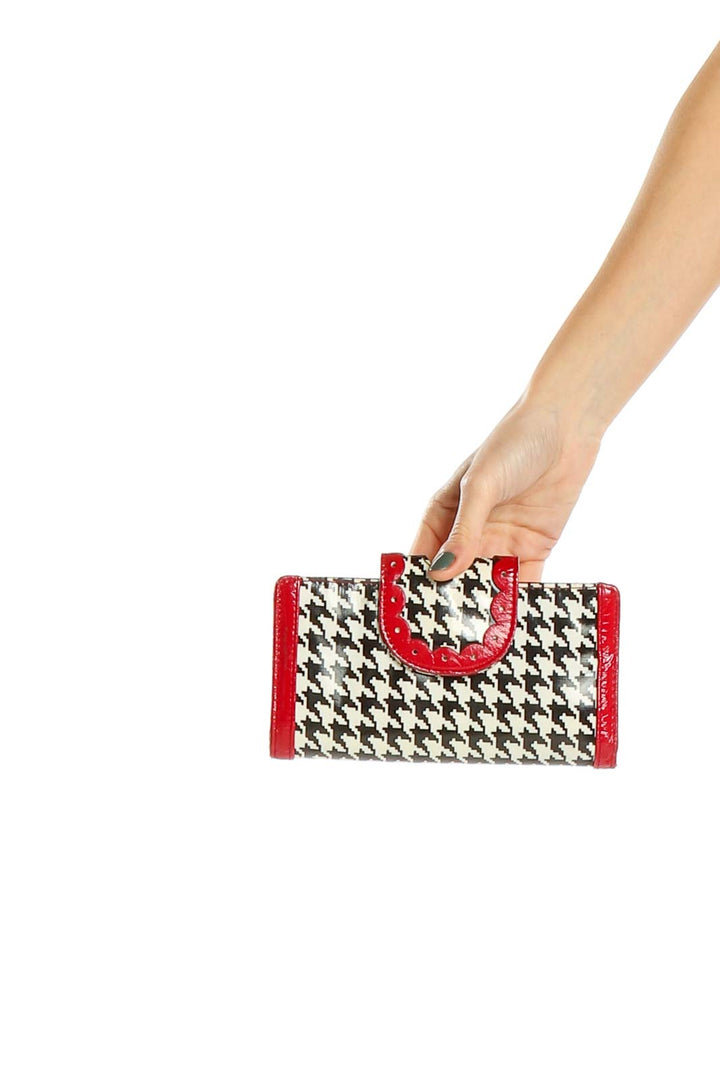 Black White Red Houndstooth Clutch