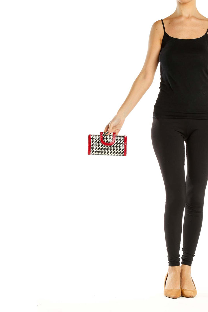 Black White Red Houndstooth Clutch