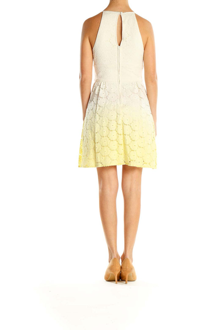 White Yellow Lace Ombre Fit & Flare Dress