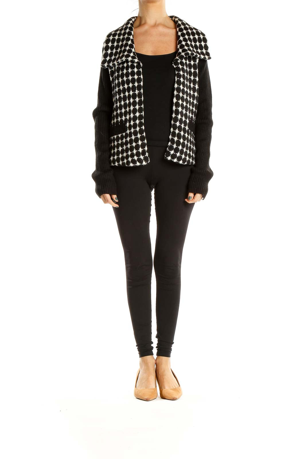 Black White Printed All Day Wear Sweater