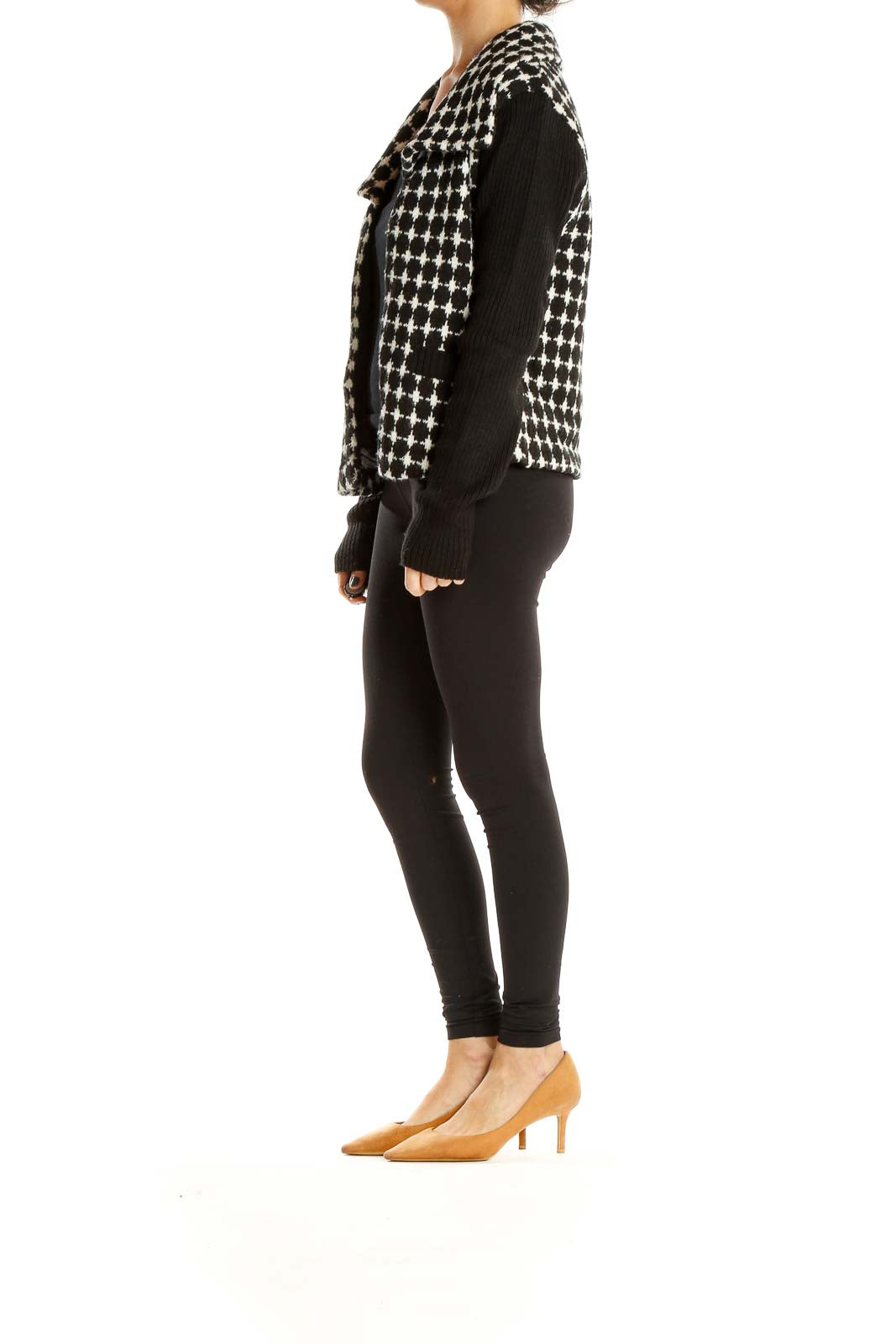 Black White Printed All Day Wear Sweater