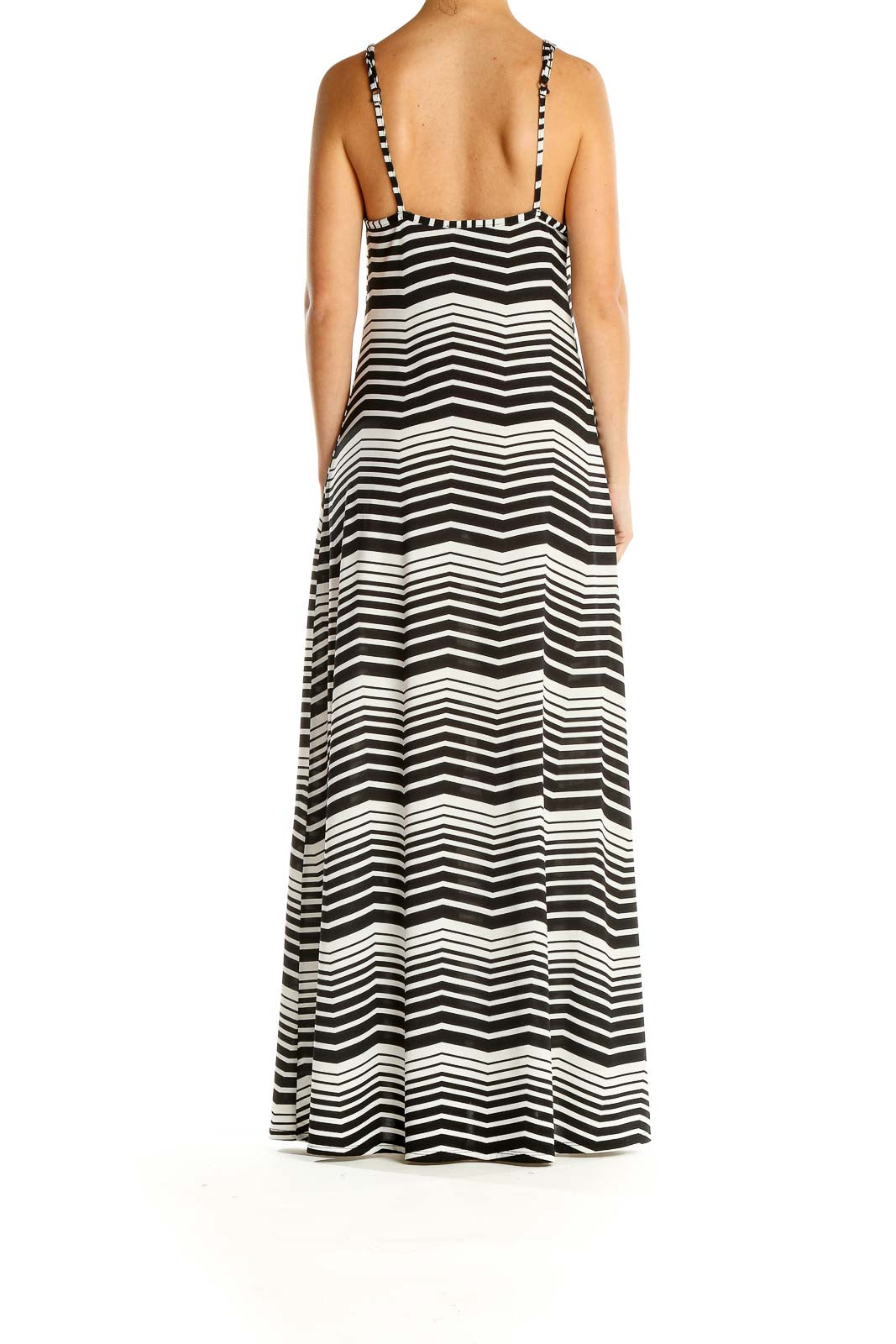 White Black Chevron Print Maxi Dress