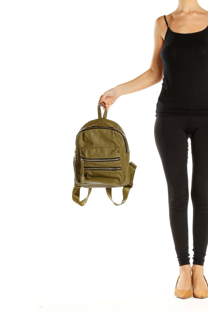 Green Pleather Backpack