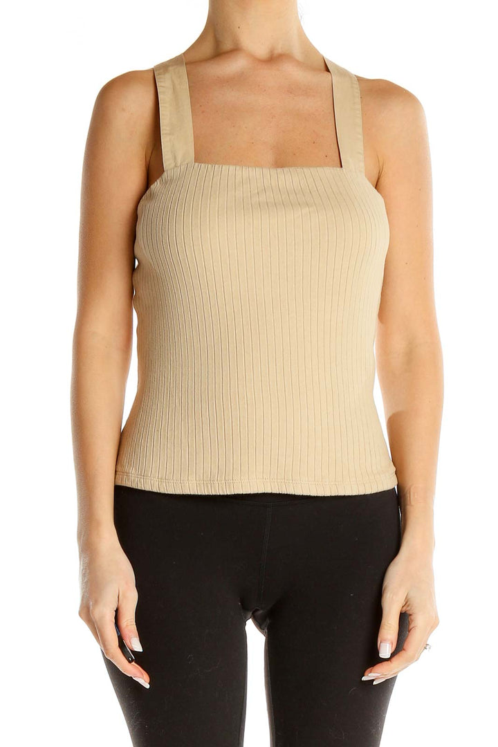 Beige Ribbed Chic Tank Top