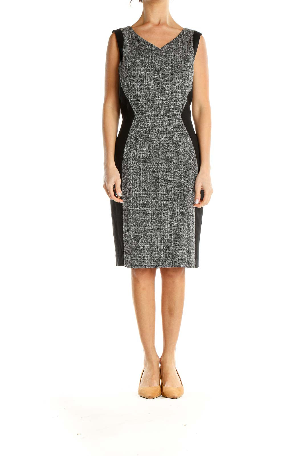 Gray Work Sheath Dress