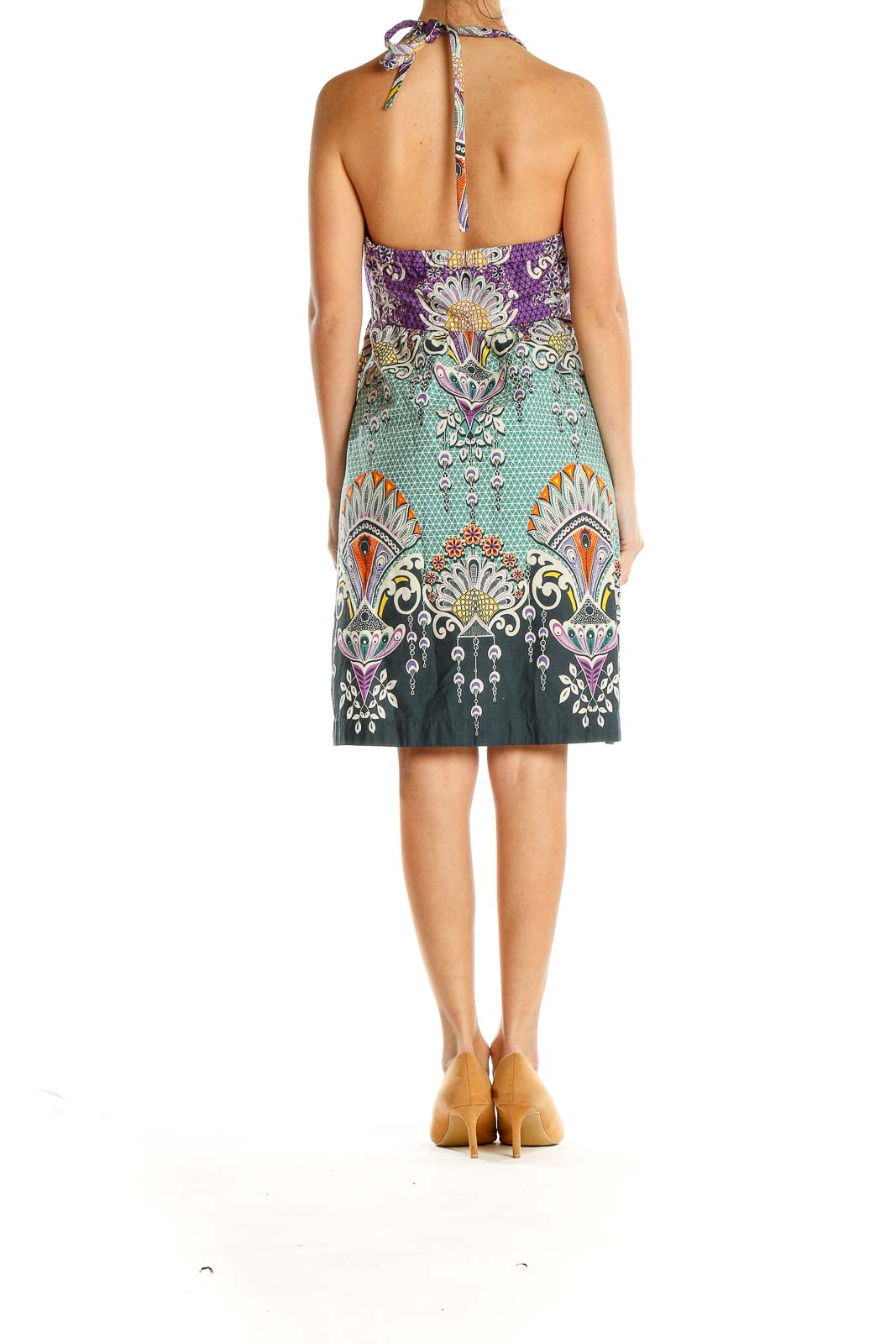 Multicolor Printed Bohemian Halter Dress