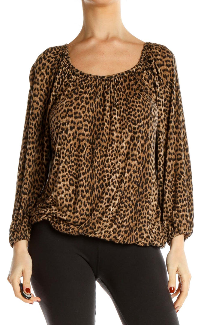 Brown Animal Print Top