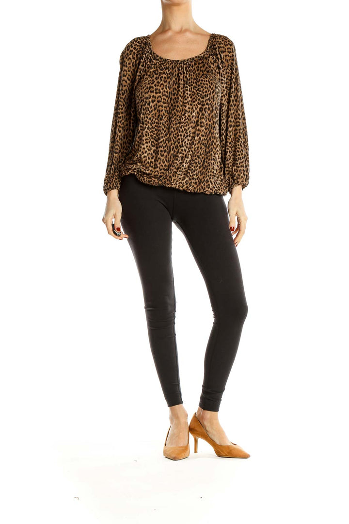 Brown Animal Print Top