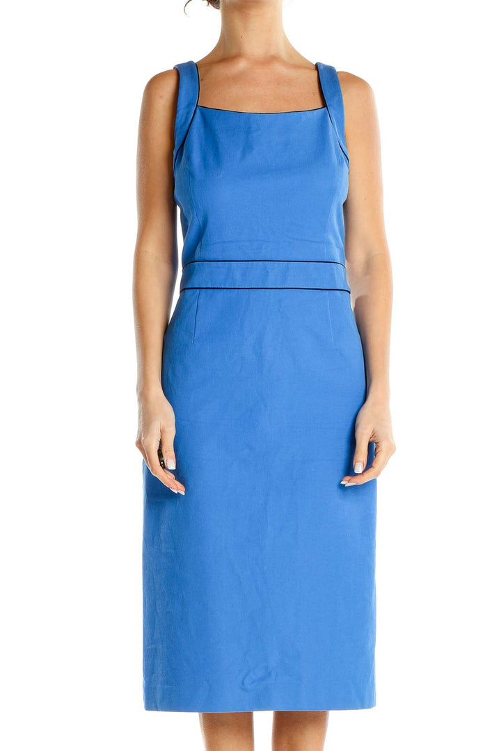 Blue Classic Sheath Dress