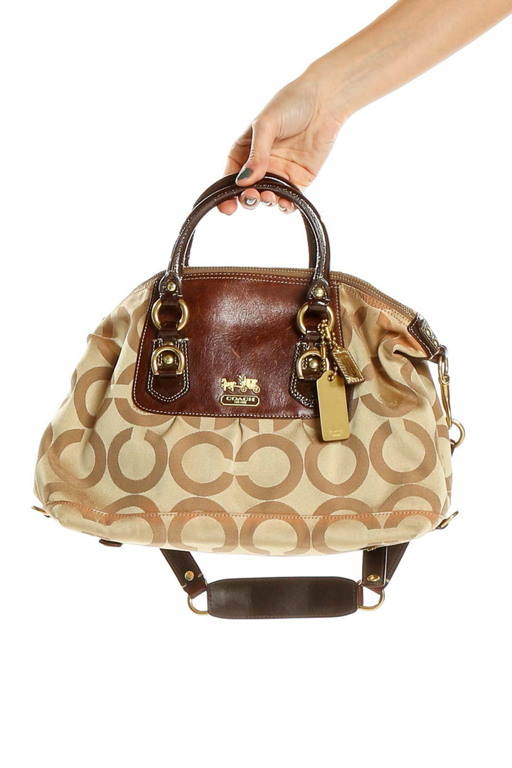 Brown Printed Satchel Bag