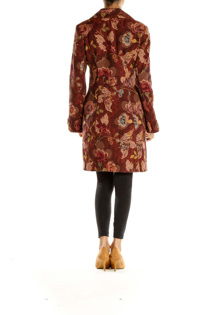 Red Vintage Floral Embroidered Coat