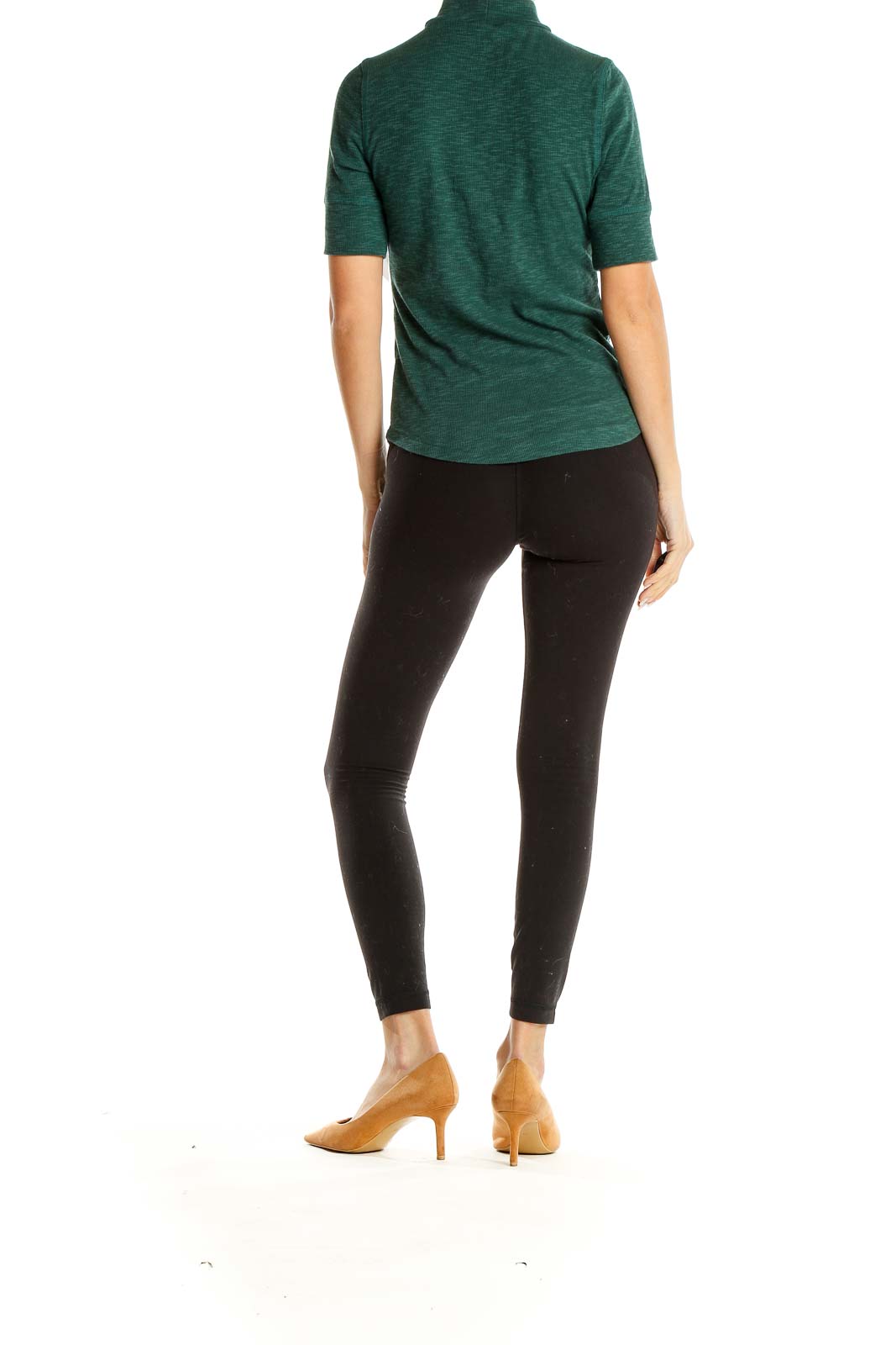 Green Short-sleeve Mockneck Top