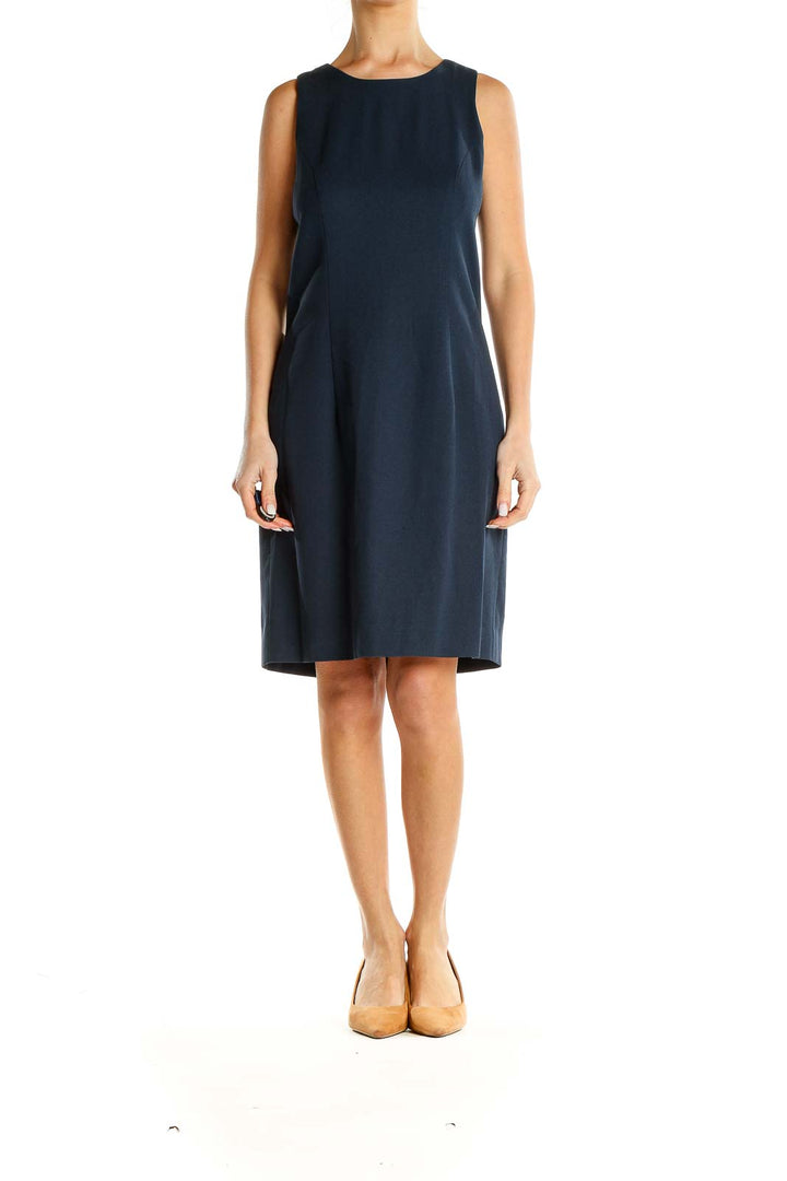 Blue Classic Sheath Dress