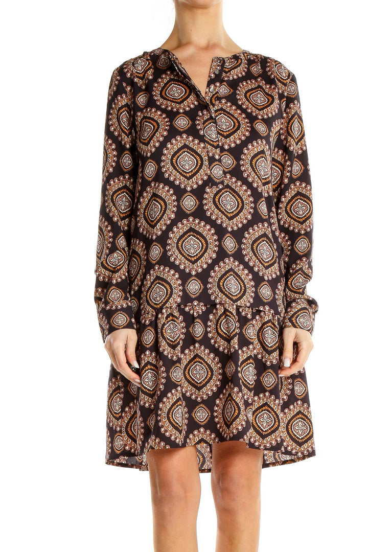 Black Brown Printed Bohemian Shift Dress