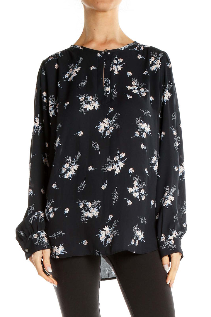 Black Floral Print Blouse