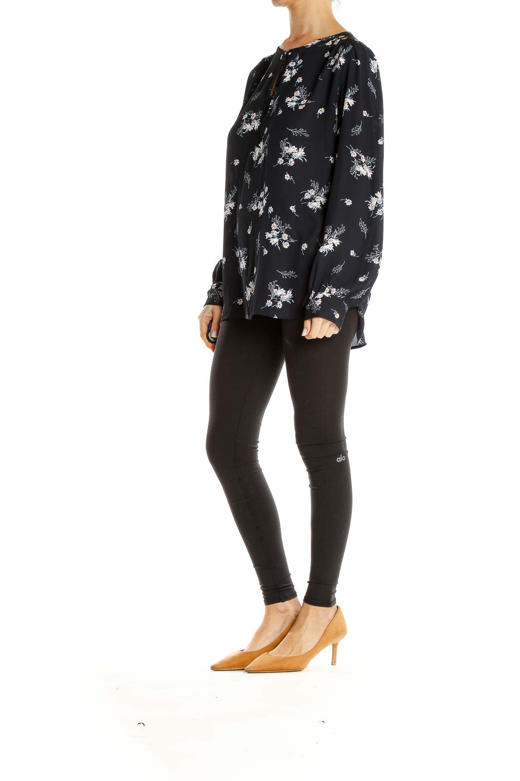 Black Floral Print Blouse