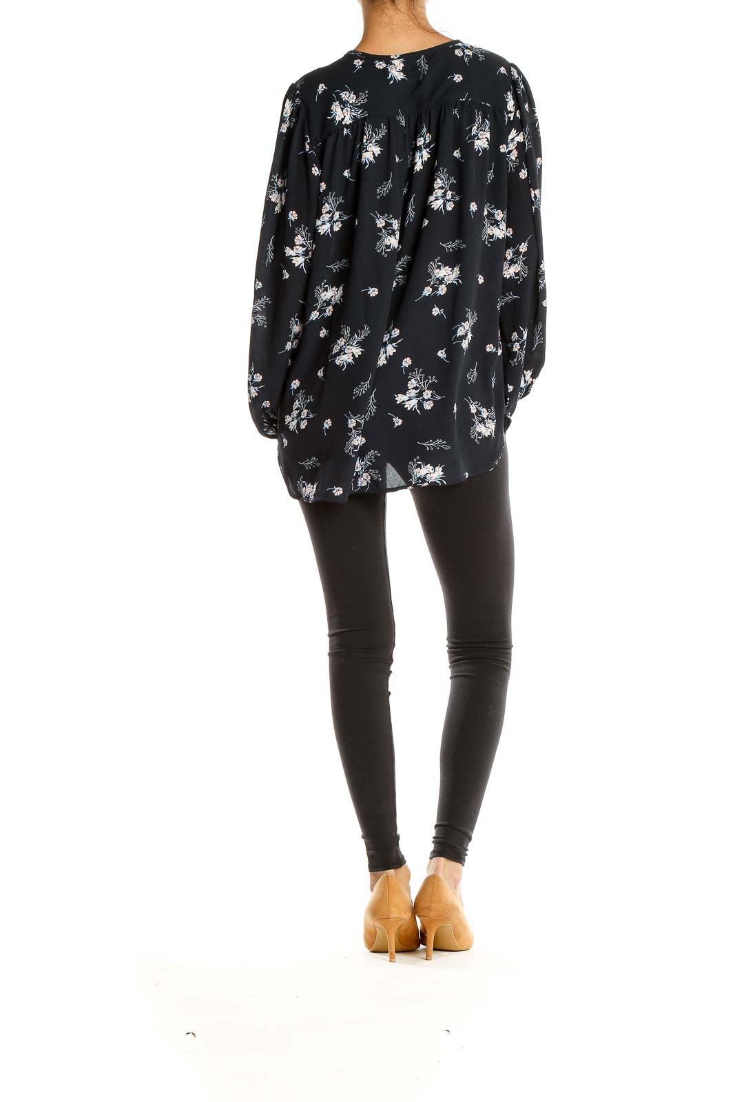 Black Floral Print Blouse