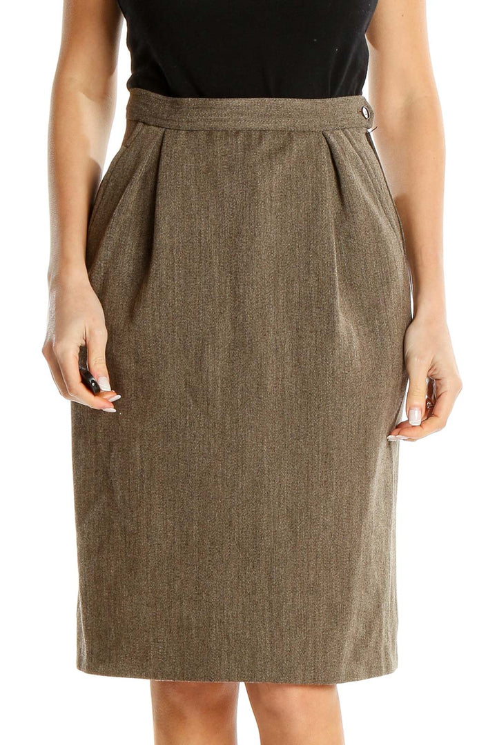 Brown Classic Pencil Skirt