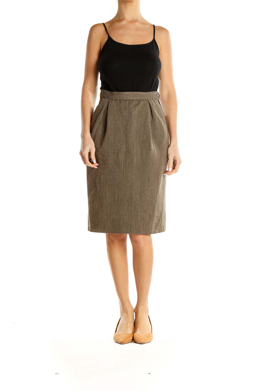 Brown Classic Pencil Skirt