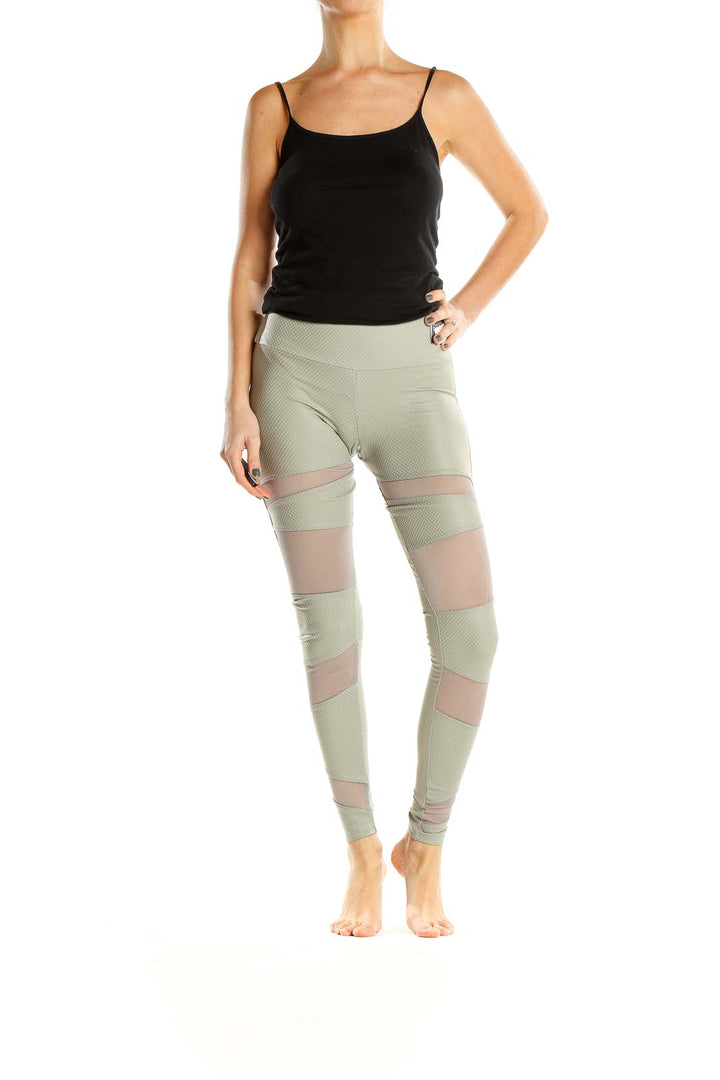 Green Mesh Panel Activewear Leggings