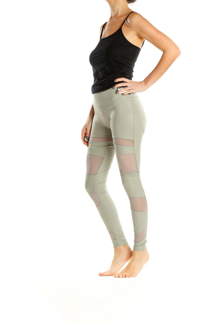 Green Mesh Panel Activewear Leggings