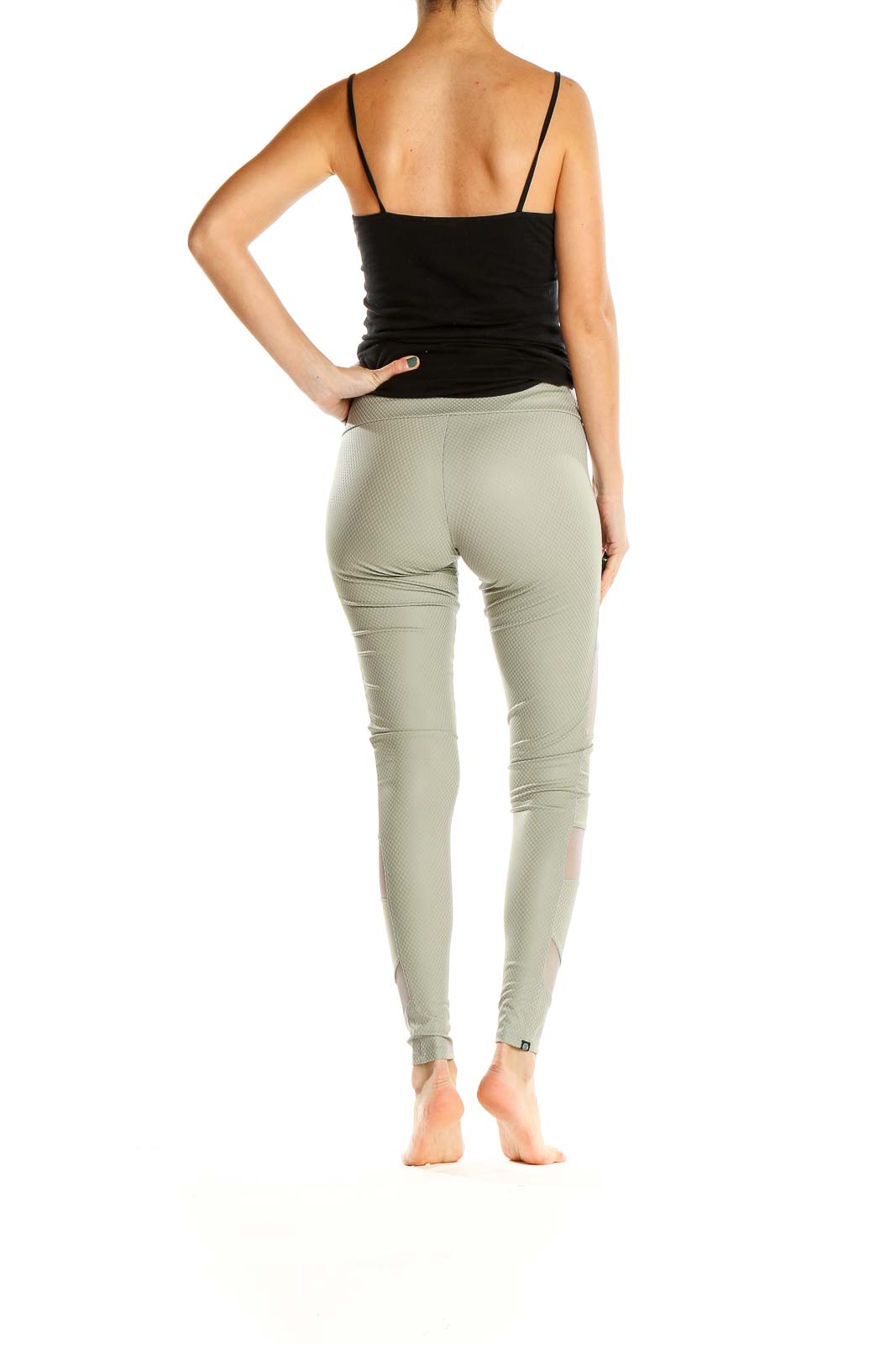 Green Mesh Panel Activewear Leggings