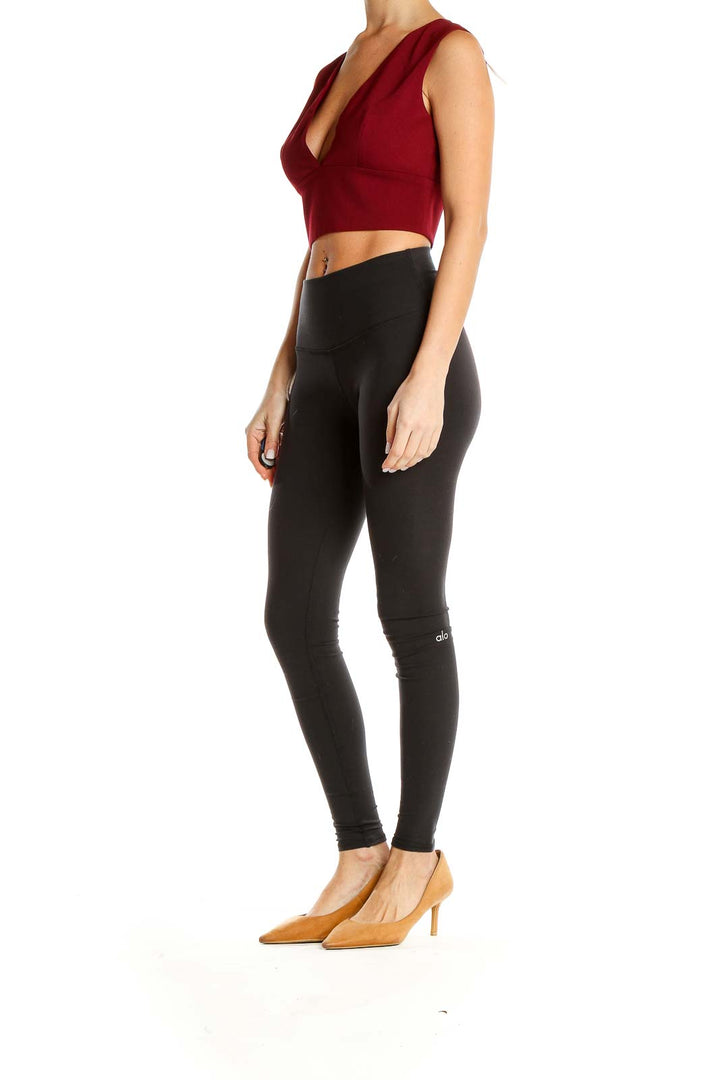 Red Plunge Neck Crop Top