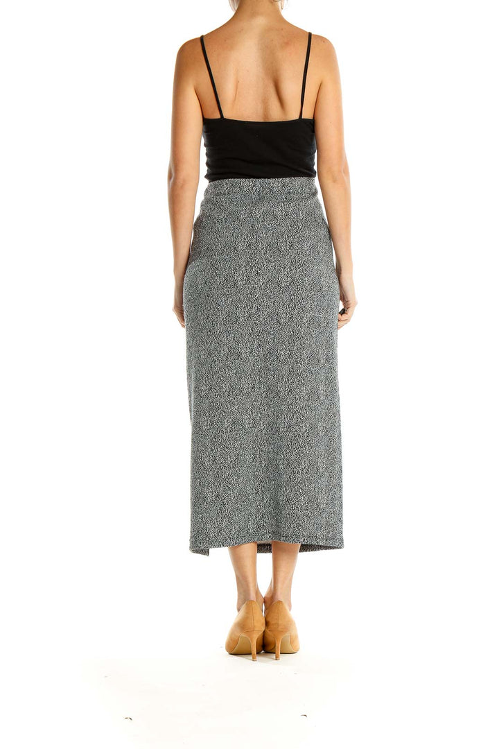 Gray Printed Casual Midi Pencil Skirt