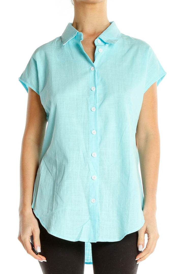 Blue Cotton Formal Top