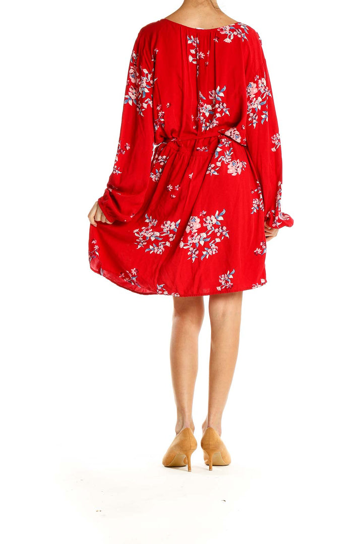 Red Floral Print Fit & Flare Dress