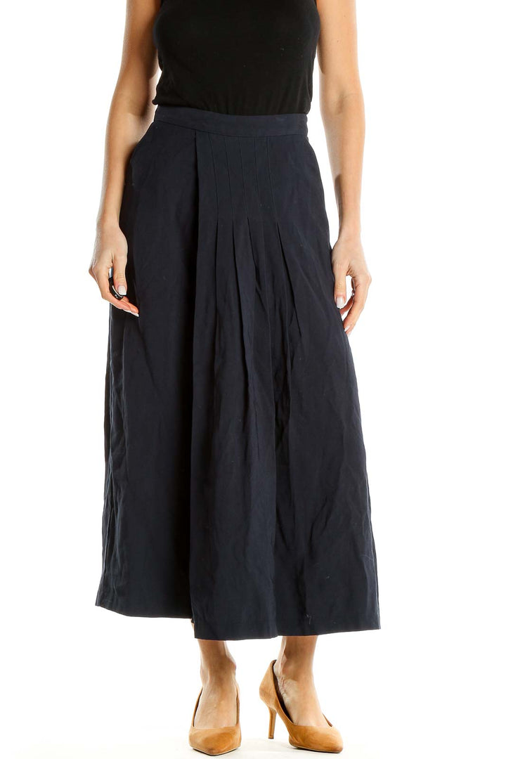 Blue Retro Flared Maxi Skirt