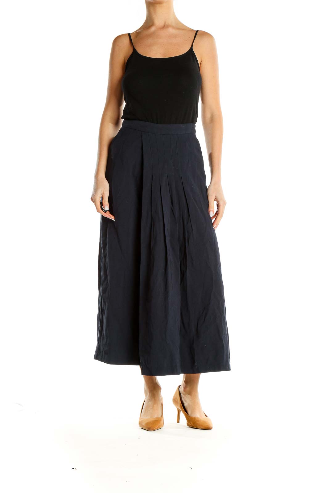 Blue Retro Flared Maxi Skirt