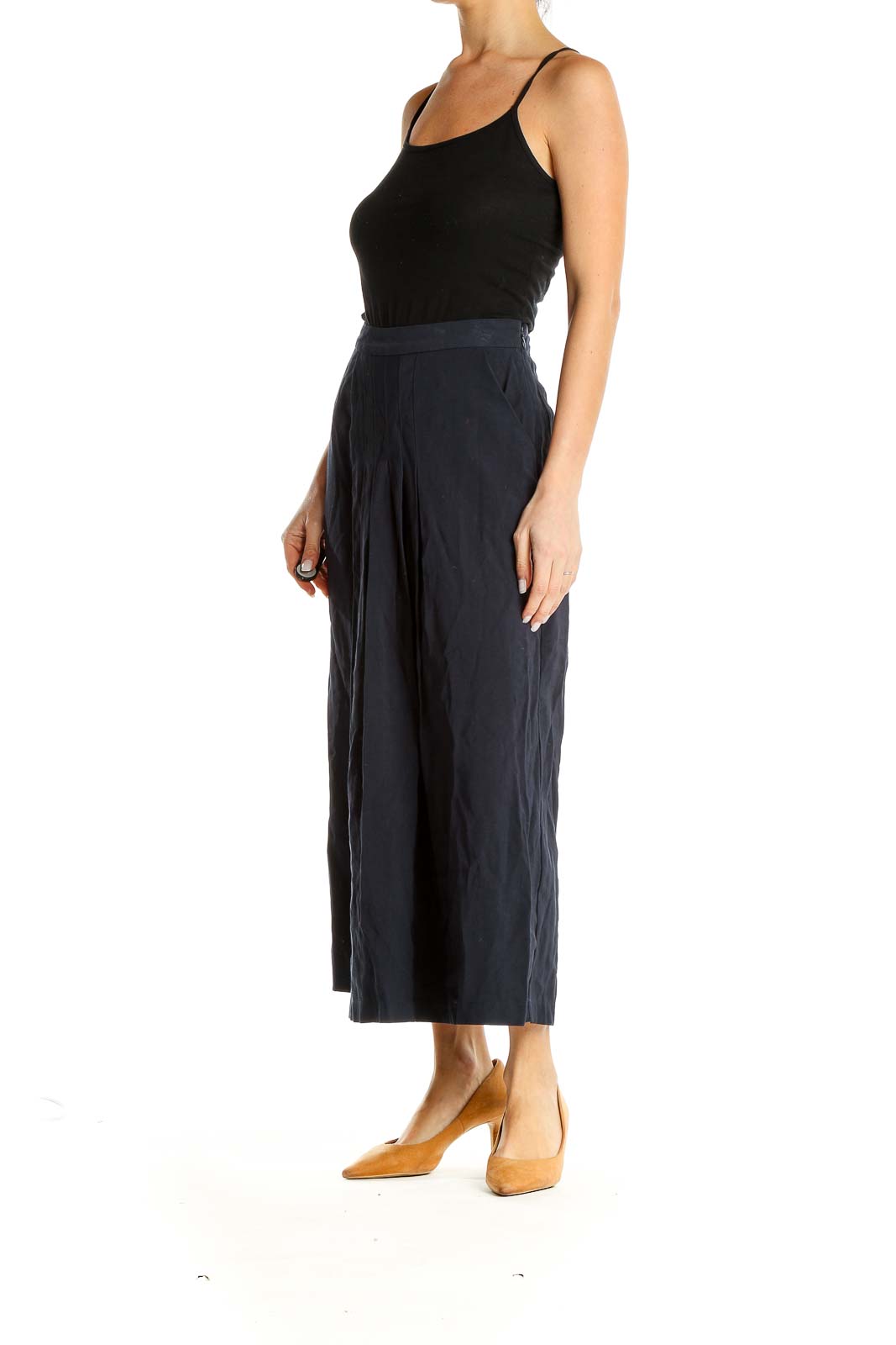 Blue Retro Flared Maxi Skirt